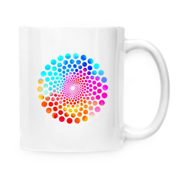 Cup white s potiskem Colorful dotted mandala