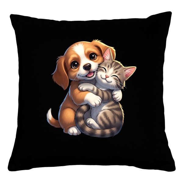 Vankúš bavlnený s potlačou Mačka so Psíkom