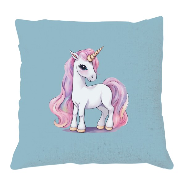 Ľanový vankúš s potlačou Vankúš s jednorožcom